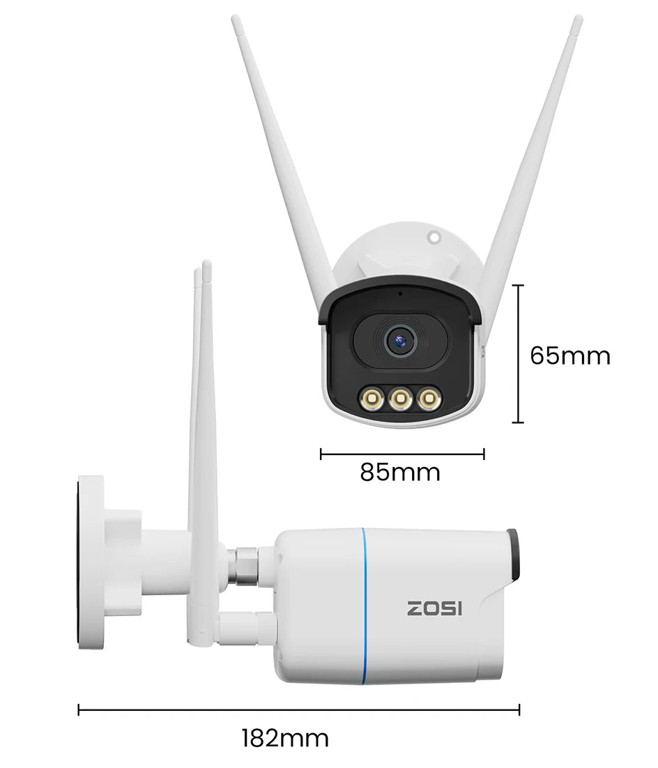 ZOSI C186A 4K 8MP/5MP Aurora Lux WiFi Camera True Full Color Night 2.4/5GHz WiFi AI Detection Outdoor HD CCTV Video Surveillance