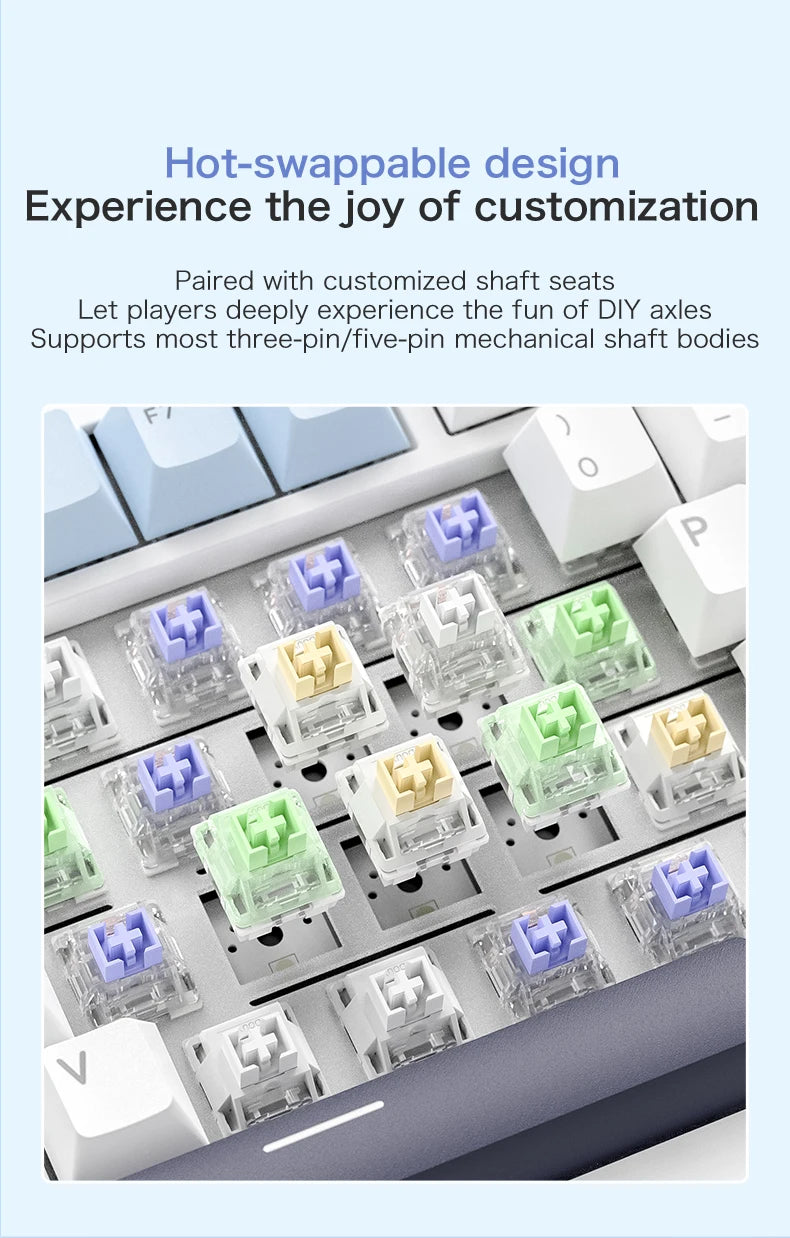 75% Hot-Swap Gaming Keyboard, Wireless FREEWOL F75 RGB Mechanical Keyboard with Metal Knobs, AULA F75 Same Model, Tri-Mode, 4000 mAh
