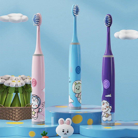 Children's Electric Toothbrush Color Cartoon Space Series Soft Hair Cleaning Brush for Kids (Battery Not Included)