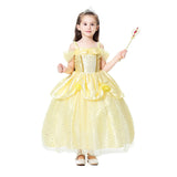 2025 Cosplay Belle Princess Dress Girls Dresses For Beauty and beast Party Clothing Magic stick crown Costume 3-12Y