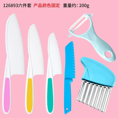 Cortador de madera para niños, cuchillo infantil, cuchillos de plástico para frutas, herramientas de pelado para niños, accesorios de cocina 
