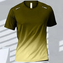 Camisetas deportivas para hombre, ropa deportiva de fitness, de secado rápido, con gradiente, de manga corta, para exteriores, baloncesto, entrenamiento, running, ropa para hombre