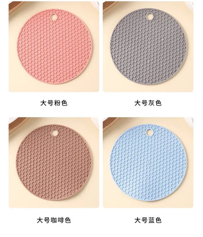 Silicone Round Teacup Mat Table Insulation Mat Dish Non-slip Placemat High Temperature Light Luxury Anti-scalding Casserole Mat