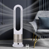 Bladeless Electric Tower Fan with Cold & Warm Air Cooling Standing Air Conditioner Heater with Timer Remote Control