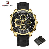 New NAVIFORCE Watches for Men Leather Men's Military Sport Waterproof Watch Quartz Wristwatch Chronograph Male Clock