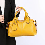 Genuine Brand Soft Leather Shoulder Bag For Women Casual Tote Bag Female Solid Color Purse Simple Design Handbag Commuting Sac
