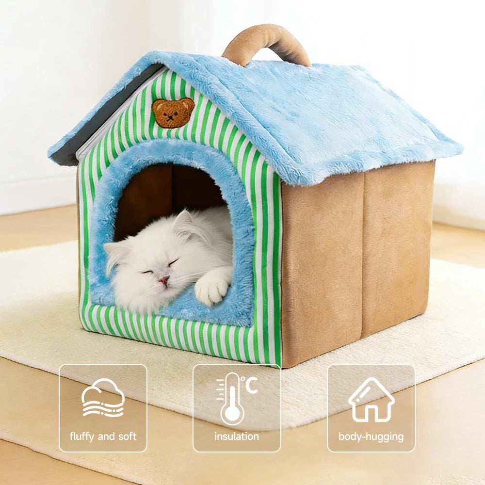 Folding Houses Removable Washable Cat House Puppy Cave Sofa Four Seasons General Can Pet Supplies for Small Medium Pet
