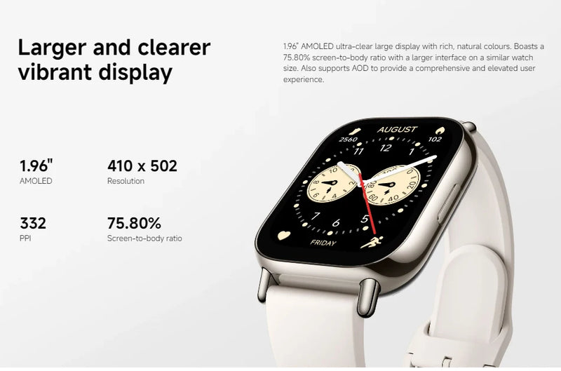 Global Version Xiaomi Redmi Watch 5 Lite 1.96'' AMOLED display 18-Day Battery life Built-in GNSS 5ATM Bluetooth® calling