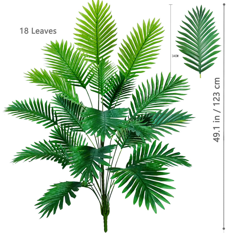 52-125cm/49.2in  Artificial Palm Tree Tropical Fake Plant Green Plastic Palm Leaf Branches Suitable for Home Garden Decoration