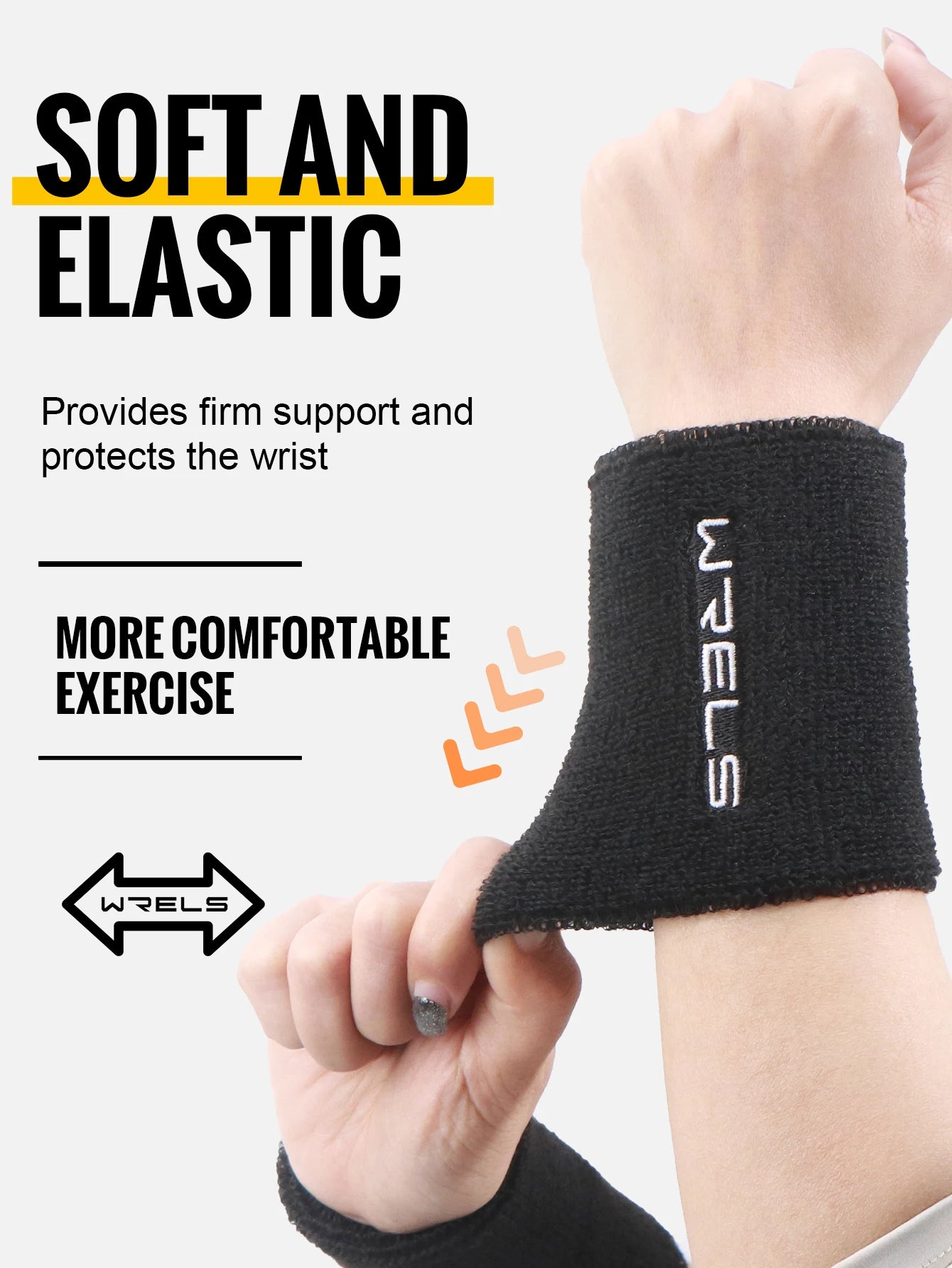 WRELS Wristbands Terry Cloth Moisture Wicking for Sports Tennis Gym Work Out Wristbands Sweatbands Absorbent Wrist Sweat Bands
