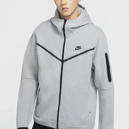 Original Nike NSW Tech Fleece Black Grey Zip Jacket Hoodie Men's Sports Casual Knit Basketball Pullover