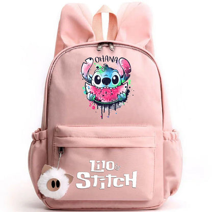 Mochila Disney Lilo Stitch para niñas, niños y adolescentes, informal, escolar, de viaje, con orejas de conejo