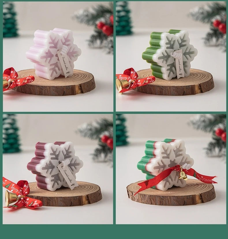New Christmas Snowflake Aromatherapy Candle Hand-Made Romantic Atmosphere Creative Home Desktop Decorations With Gifts Ornaments