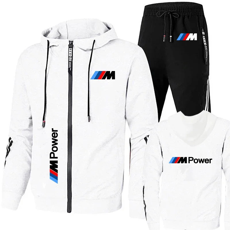 BMW Tracksuit Men's Clothing BMW Print Sweat Suit Casual Harajuku Hooded Sweatshirt+Pants 2 Piece Set Sportswear Sets Men