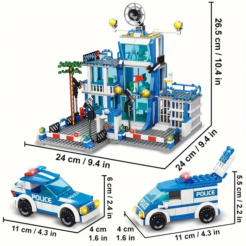 Police station building blocks, children's educational building block toys, Christmas gifts, birthday gifts (503 pieces)