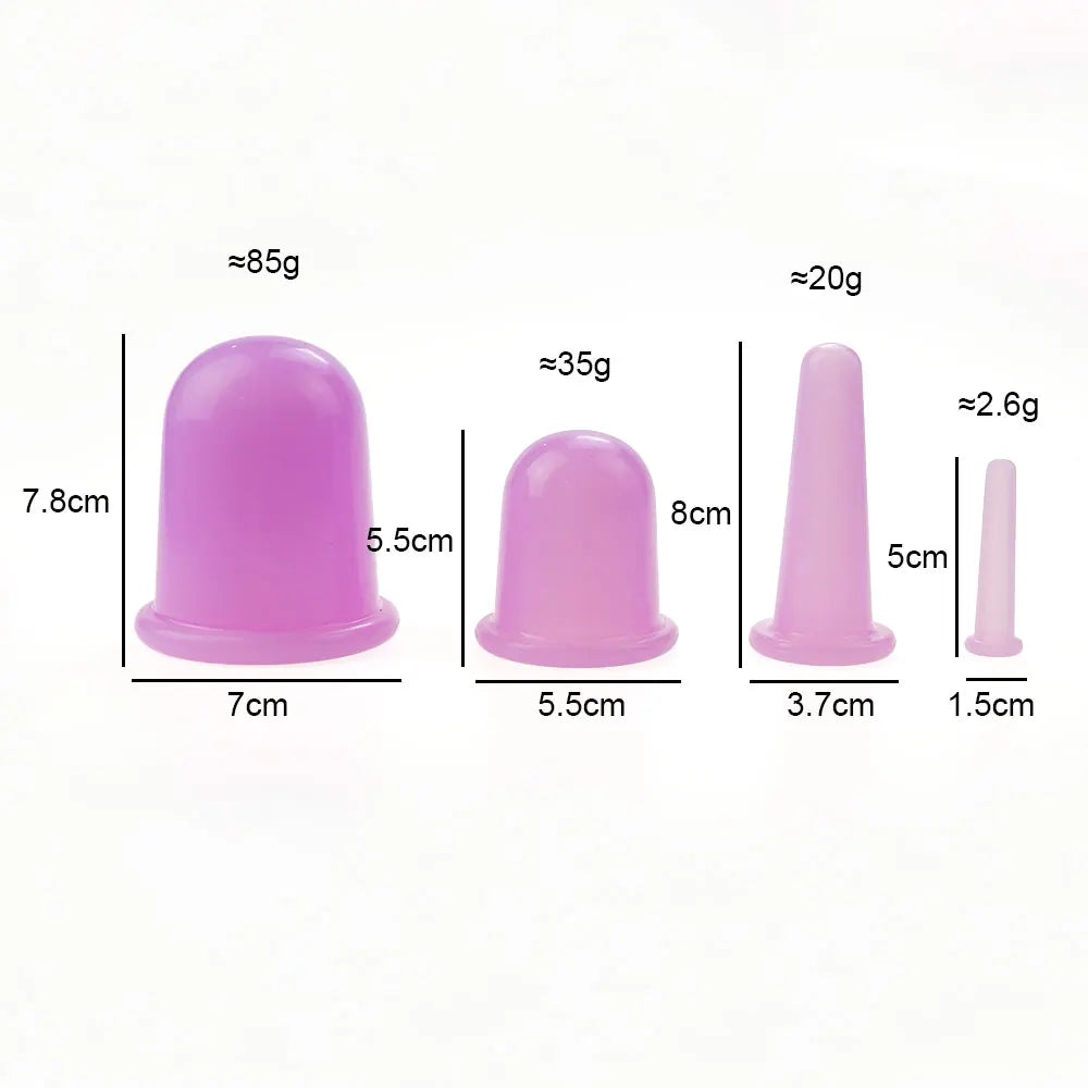 4-Piece Set Silicone Vacuum Cupping Set Cupping Cups Cans Suction Cup Therapy Back Body Detox Massage Anti Cellulite