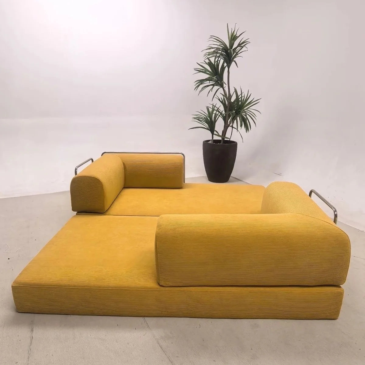 Italian Compressed Sofa Minimalist Retro Corduroy Sofa Bed Lounge Modular Couch Foldable Washable Customizable for Living Room