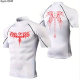 Camisetas deportivas de cuello alto para hombre, de secado rápido, para fitness, running, de manga corta, de compresión, informales, para ciclismo al aire libre, transpirables. 