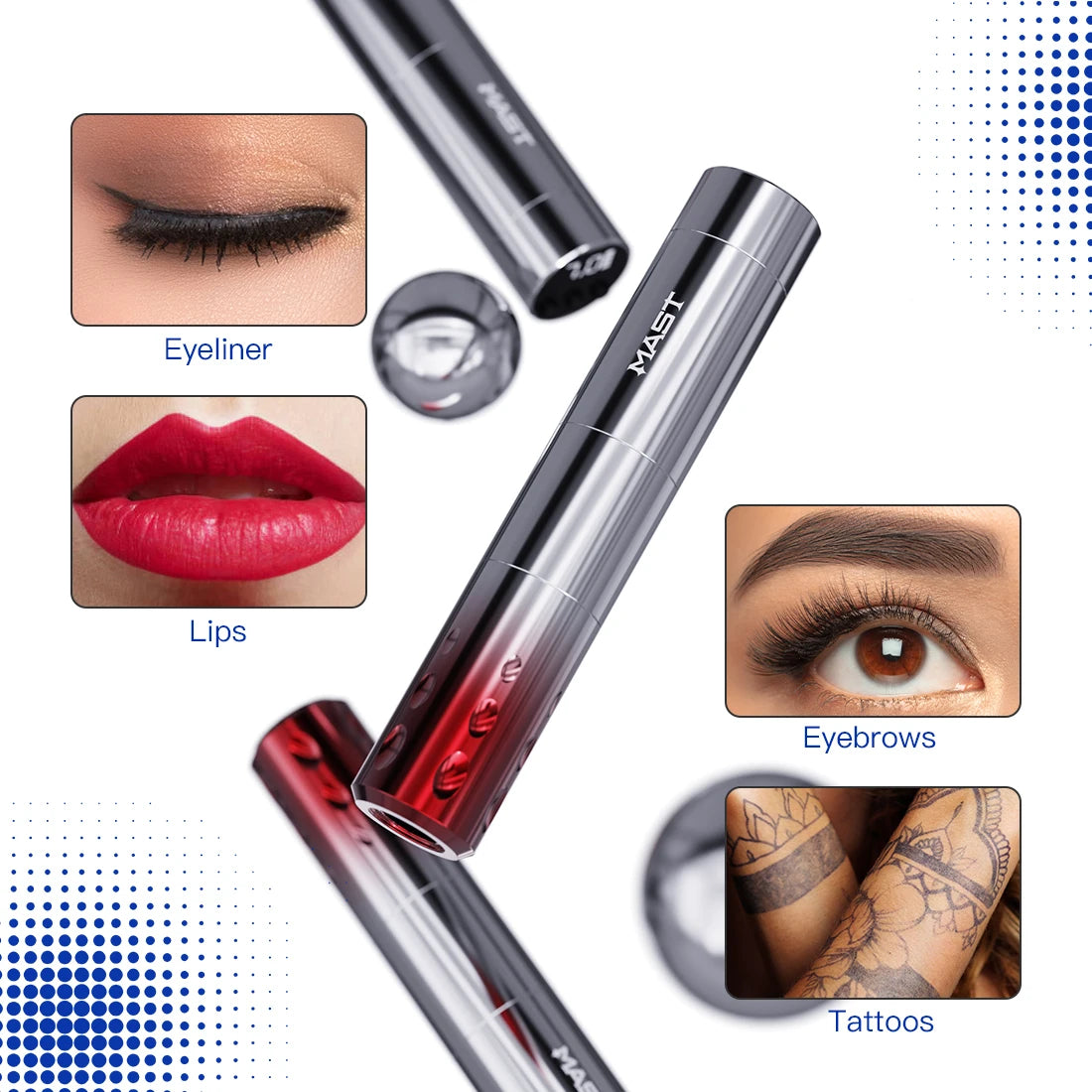 Mast Wireless Tattoo Machine for Permanent Makeup Eyebrows Lips Artist Tattoo Supplies Tattoo Gun Fit Universal Cartridges