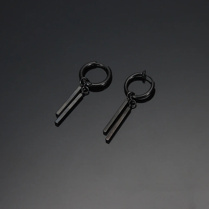 Kiss Jewelry Titanium Steel Punk Cool Men Women Ear Clip Stud Earrings Long Stick Pendant Fashion Hip Hop Drop Party Earring