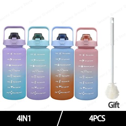 2025 Spring/Summer 2L Large Capacity Outdoor Plastic Bouncing Straw Sports Water Bottle Leak-proof Portable Refill Cups