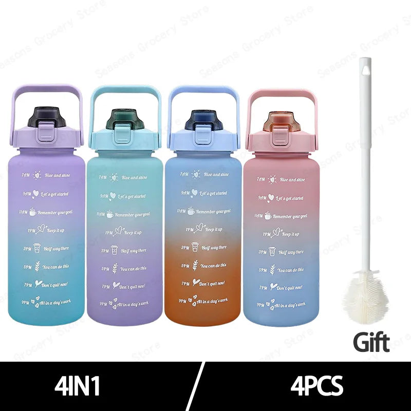 2025 Spring/Summer 2L Large Capacity Outdoor Plastic Bouncing Straw Sports Water Bottle Leak-proof Portable Refill Cups