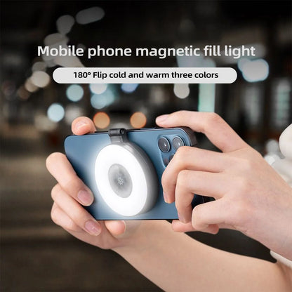 Anillo de luz magnético para selfies, luz de relleno magnética para smartphone, mini luz de bolsillo para selfies para iPhone, XIAOMI, HUAWEI y SAMSUNG (2500K-9000K)