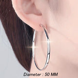 Somila S925 Sterling Silver Big Hoop Earrings For Women Brincos Moda Jewelry Accessories 3.0MM Fashion Cерьги Kольца 30-60MM