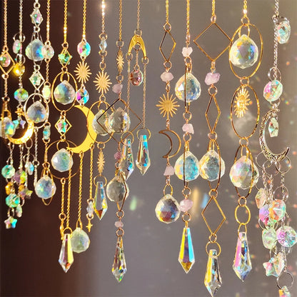Colgante de cristal para jardín, atrapasol, campanillas de viento, prisma arcoíris, cadena de cristal para ventana, campana colgante, árbol de Navidad, decoración del hogar
