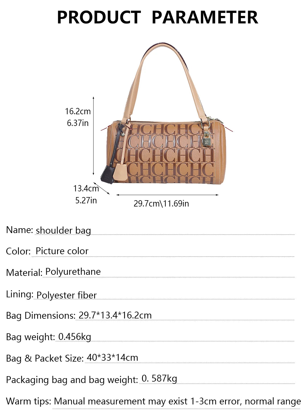 CH Niche Brand Women's Bucket Bag New Large Capacity Letter Print Design 2025 New Women's Classic Handbag