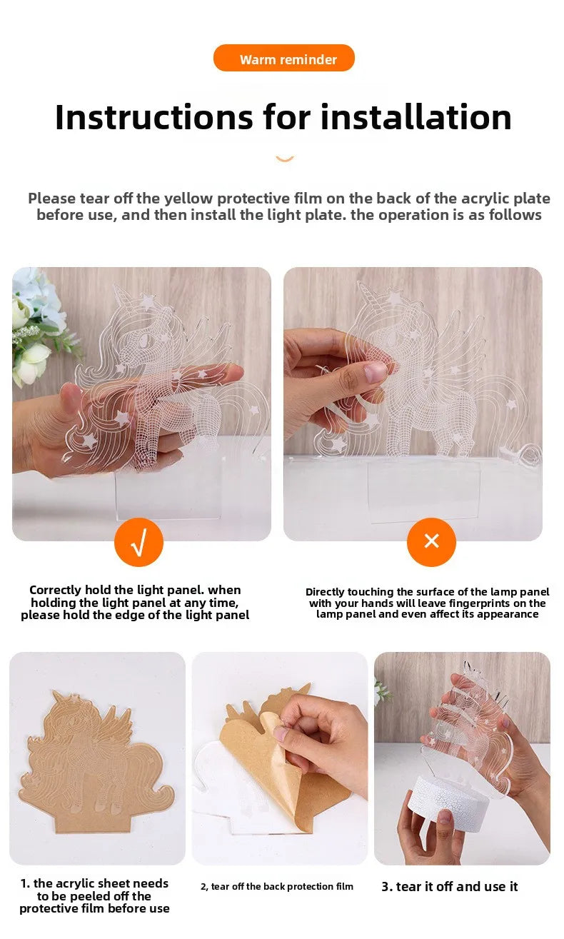 3D Night Light，Acrylic Material，Yes DIY Photo、logo，Touch Control，Creative Gifts and Advertising Tools