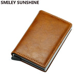 RFID Aluminum Men Wallet Card Holders Purse Carbon Fiber Men Business Slim Thin Smart Wallet Credit Cardholder Case Note Holder