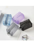 1pc Multifunctional Square Nylon Mesh Storage Bags Travel Portable Urltra-Light Mini Wash Bags Mini Zipper Coin Purse