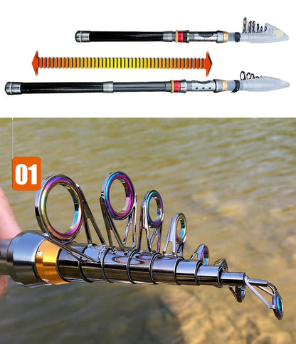 1.8-3.6m Carbon Fiber Fishing Rod And Reel Combo Super Hard Telescopic Fishing Pole Spinning Reel Kit Max Resistance 3-8kg Pesca