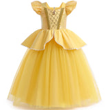Girls Sequin Princess Dresses Children Disguise Cosplay Belle Costume Beauty and The Beast for Carnival Halloween Birthday Party