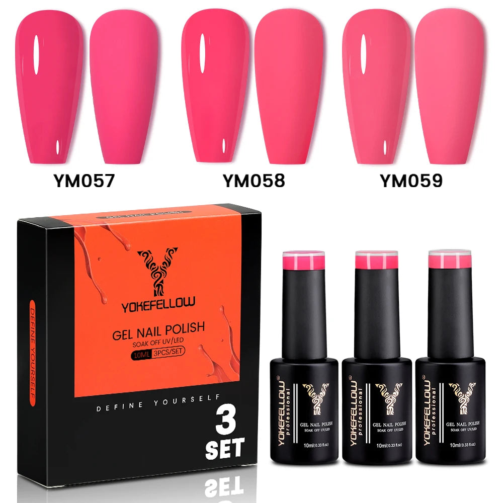 NEW YOKEFELLOW 10ml Crystal Jelly Nude Red Pink Gel Nail Polish Transparent Semi-permanent UV Gel Nail Art Soak Off Gel Varnish
