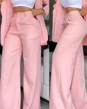 Ternos urbanos femininos 2024 primavera/verão mais recente elegante gola entalhada blazer manga comprida casaco e bolso design botão calças conjunto