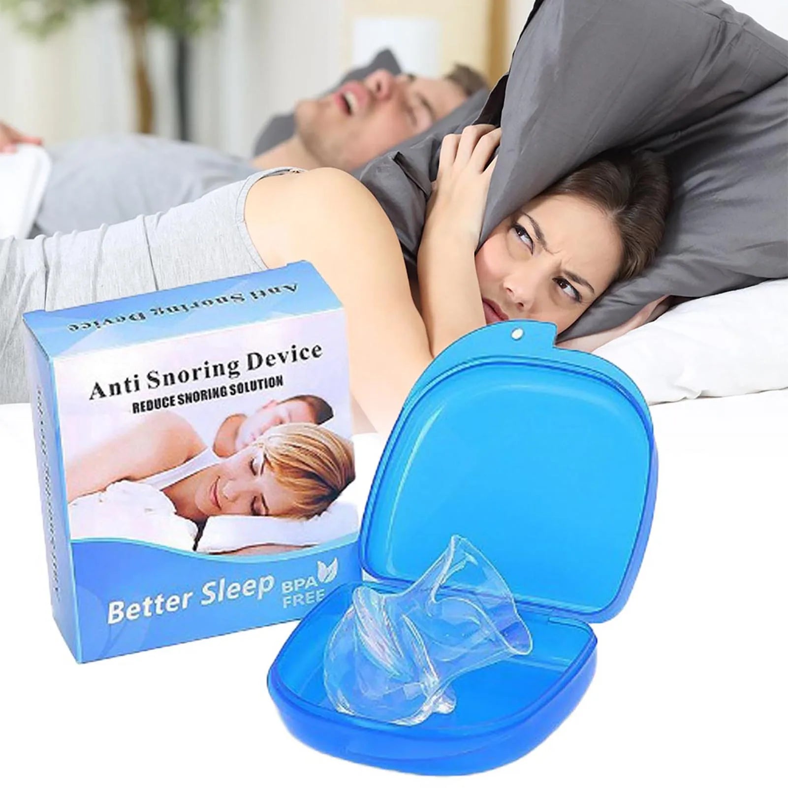 Anti-Snore Tongue Retaining Device Reusable Anti Snoring Mouthpiece Braces Snoring Stopper n Women Night's Sleep
