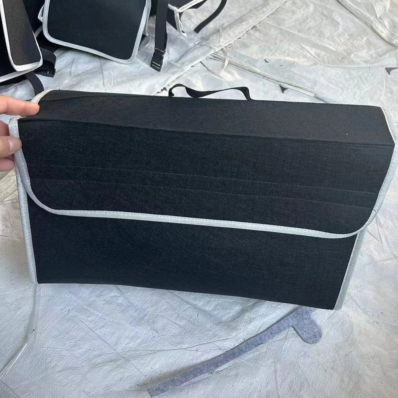 Gray Anti Slip Car Trunk Organizer Bag Multi Compartment Soft Felt Storage Box for Boot Tools & Auto Accessories