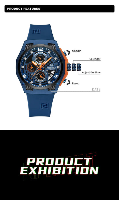 NAVIFORCE High Quality Luxury Original Men Watch Silicone Strap Waterproof Male Quartz Wrist watch Sport Clock Relogio Masculino