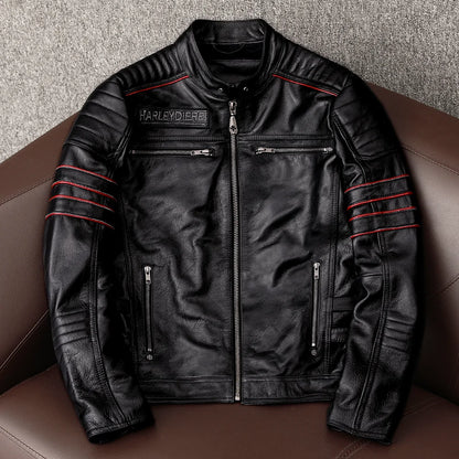 Chaqueta de motociclista nueva para hombre, de piel de vaca, para motocross, de cuero, para invierno, resistente al viento, para carreras, ropa de motociclista resistente al desgaste para Harley.