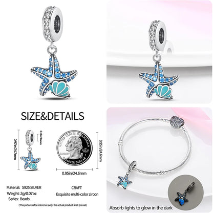 Ocean Series - Original Genuine 925 Sterling Silver Turtle Crab Mermaid Charm Beads Suitable for 3mm Bracelet DIY Making Pendant
