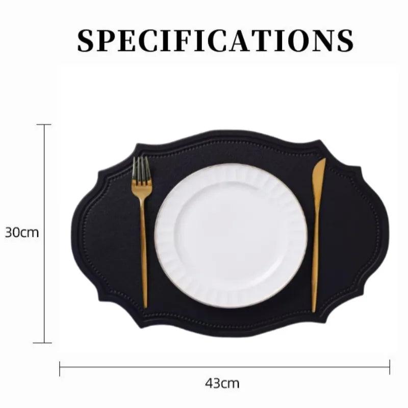 1/4/6PCS Shaped PU Placemat Set Faux Leather Kitchen Dining Table Pad Luxury Black Pink Green Place Mat Tableware Cafe Pad 식탁매트