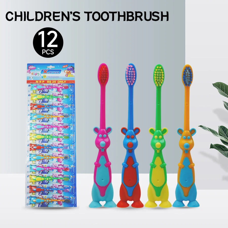 12pcs Children's soft bristled toothbrush, cleaning and protecting gums, suitable for babies aged