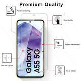 Funda para Samsung A55 5G (3 protectores de pantalla de cristal templado HD 9H) para Samsung Galaxy A55 5G (SM-A556B/DSN de 6,6")