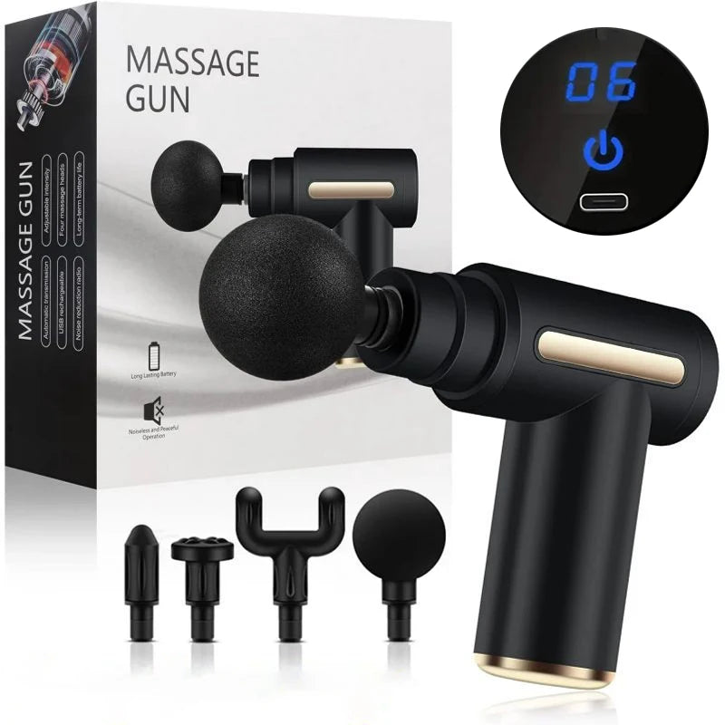Pistola de masaje muscular de tejido profundo, masajeador de percusión manual para cuerpo, espalda, cuello y piernas.