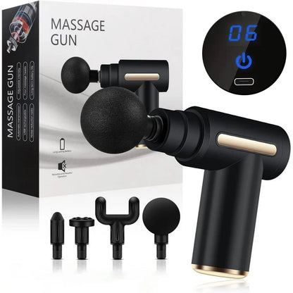 Pistola de masaje muscular de tejido profundo, masajeador de percusión manual para cuerpo, espalda, cuello y piernas.