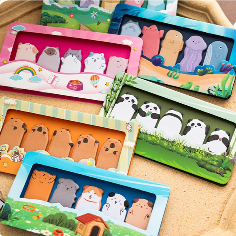 150 Sheets/set Cartoon Animals Sticky Notes Classified Indexing Stickers Bookmarks Notepads Stationery