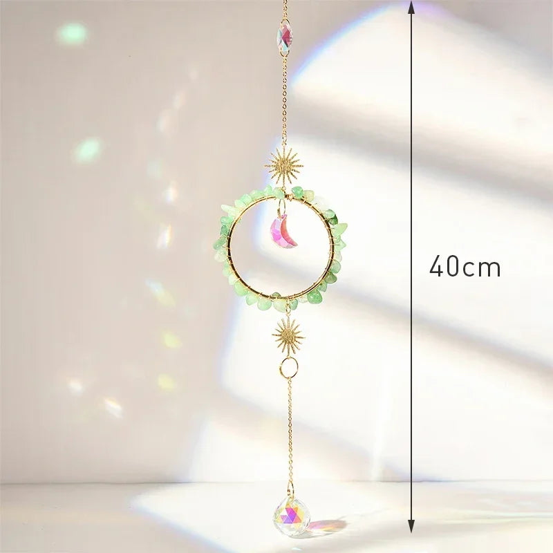 Colgante de cristal para jardín, atrapasol, campanillas de viento, prisma arcoíris, cadena de cristal para ventana, campana colgante, árbol de Navidad, decoración del hogar