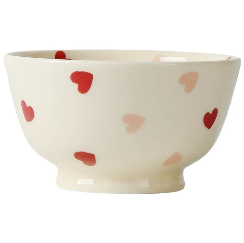 Heart-shaped Ceramic Dinnerware Set, Dinner Plate, Rice Salad Bowl, Coffee Mug, Japanese Love, Warm Gift for Valentine day